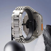 Men's Stainless Steel  Bracelet Watch Band with Woven Mesh and Glossy Finish